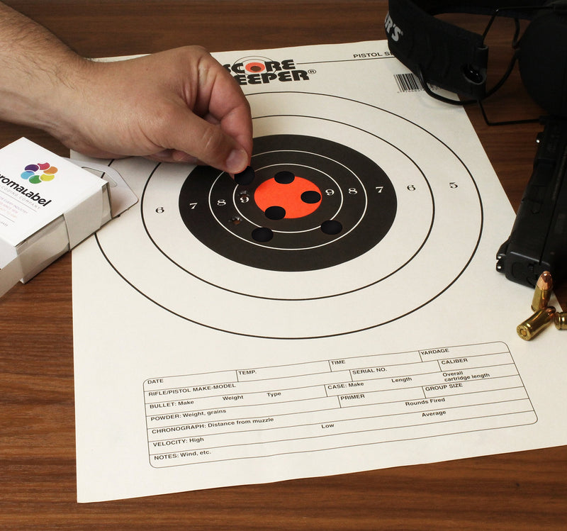 ChromaLabel 0.50 Inch Permanent Round Target Pasters for Shooting and Marksmanship, 1000 Labels per Dispenser Box, Black