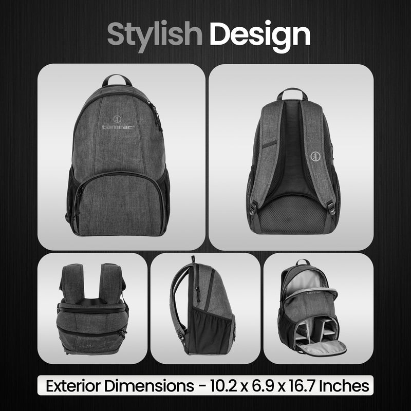Tamrac Tradewind 18 Camera Backpack for Photographers, Compact DSLR Camera Bag with Laptop Compartment, Professional Photography Backpack, Travel Camera Carrying Case, Mirrorless Camera Bag, Dark Grey