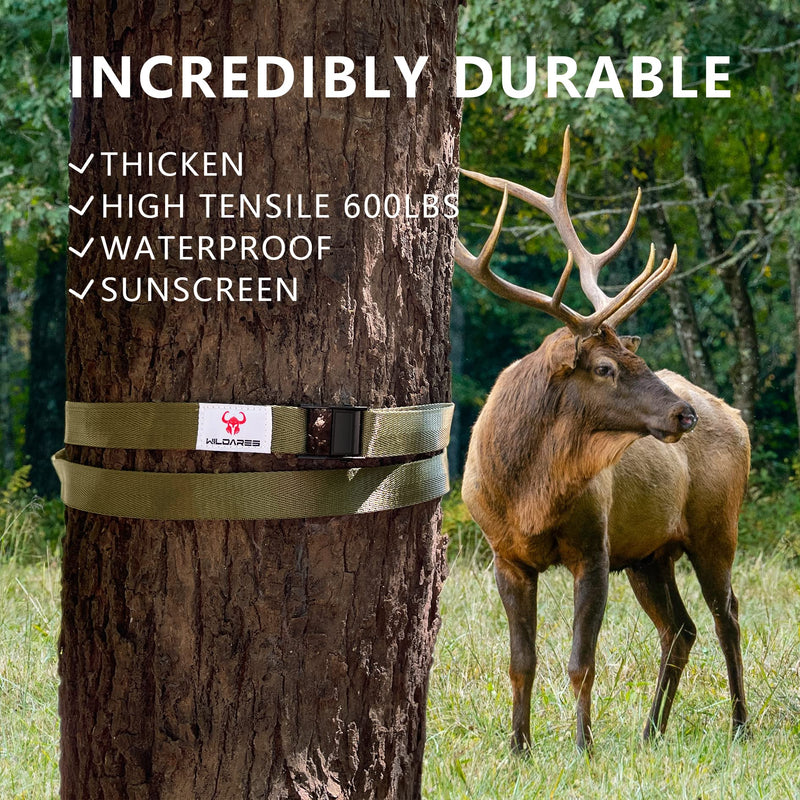 1" x 6.6' Trail Cam Strap,Trail Camera Strap,1800 lbs,Heavy-Duty Game Camera Strap,Tree Belts,Durable Nylon Fiber,Long-Lasting Alloy Buckle,Pack of 2 Army Green 2Pcs