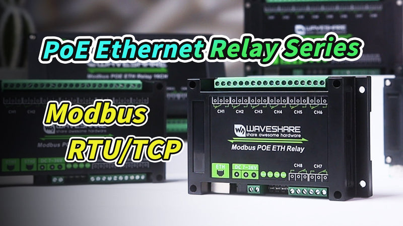 Waveshare 8-Ch Ethernet Relay Module, Modbus RTU/Modbus TCP Protocol, PoE Port Communication, with Various Isolation and Protection Circuits, Industrial Grade Rail-Mount Case