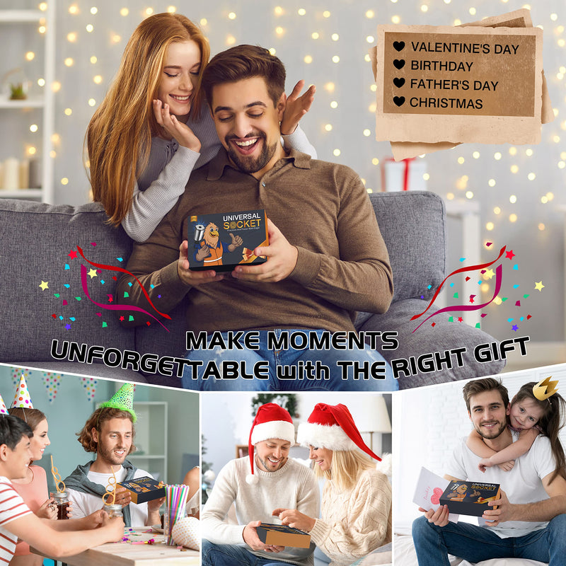 Gifts for Men Super Universal Socket - Tool Stocking Stuffers for Men 7-19mm Socket Wrench Set with Power Drill Adapter, Unique Christmas Birthday Gifts for Dad Husband Him Cool Stuff Gadgets for Men 1