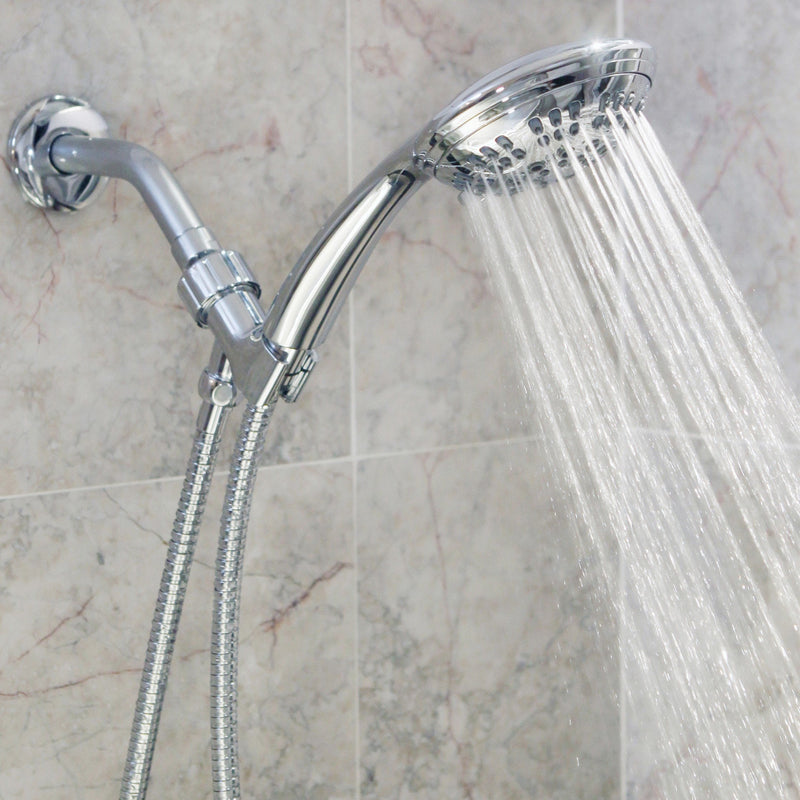 Aqua Elegante Luxury Handheld Shower Kit - 6 Function High Pressure Removable Hand Held Showerhead with Hose and Mount, Easy Install for Boosting Low Water Flow Baths - 2.5 GPM - Polished Chrome