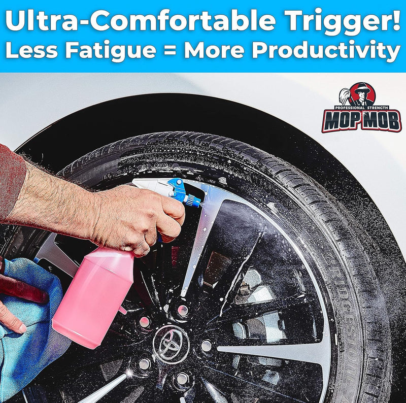 Leak-Free Chemical Resistant Spray Head and 24 oz Bottle 10 Pack Heavy-Duty Industrial Sprayer With Low-Fatigue Trigger and Nozzle for Auto/Car Detailing, Window Cleaning and Janitorial Supply 10 Count (Pack of 1)