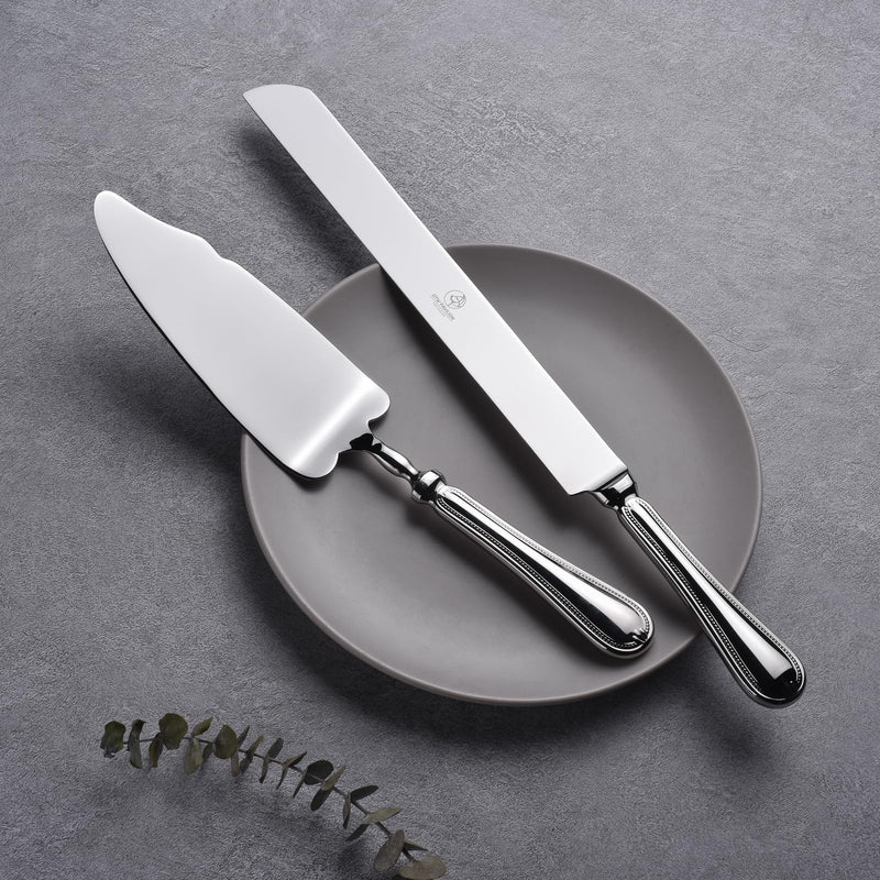 2 Piece Wedding Cake Server Set,18/10 Stainless Steel Dessert Set Pie Server Cake Cutter Knife for Birthday,Anniversary,Holiday,Baby Shower,Party Mademoizelle Stainless Steel-M