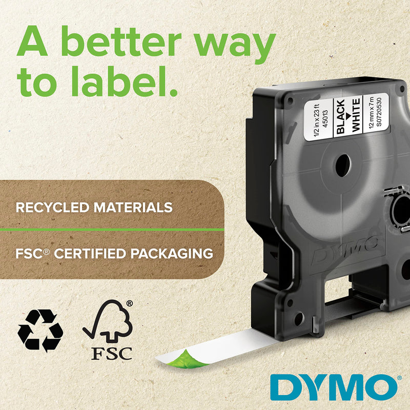DYMO Rhino Industrial Vinyl Labels, 3/4", White Print on Red Tape