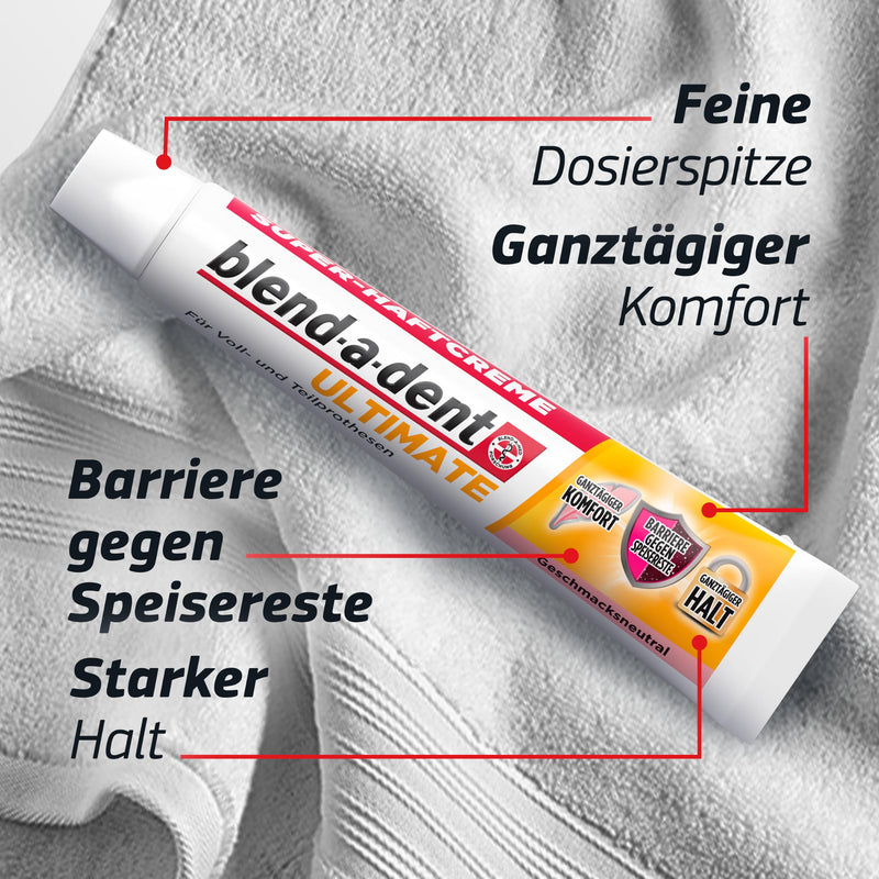 Blend-a-dent Complete Adhesive Cream, 4 x 47 g, Strong Hold and Comfortable to Wear for Dentures, Neutral in Taste 4x 47g Tasteless