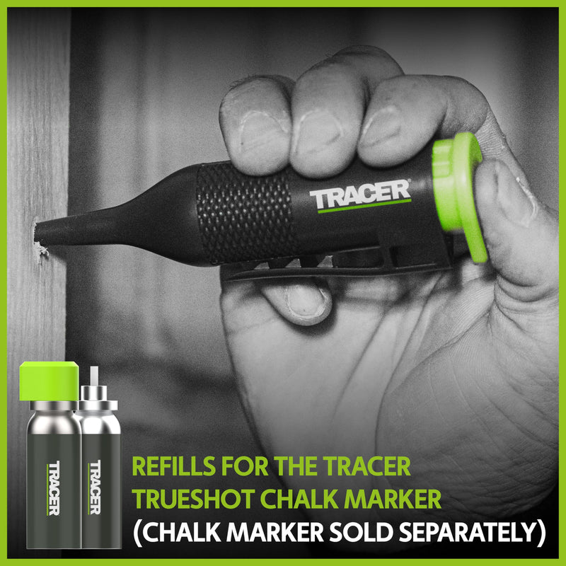 Tracer Trueshot Replaceable Chalk Canisters – Pack of 2 | 250 Shot Capacity Each | High-Vis Green Chalk | Recyclable | Compatible with Trueshot Deep Hole Marker 2 Pack Refills