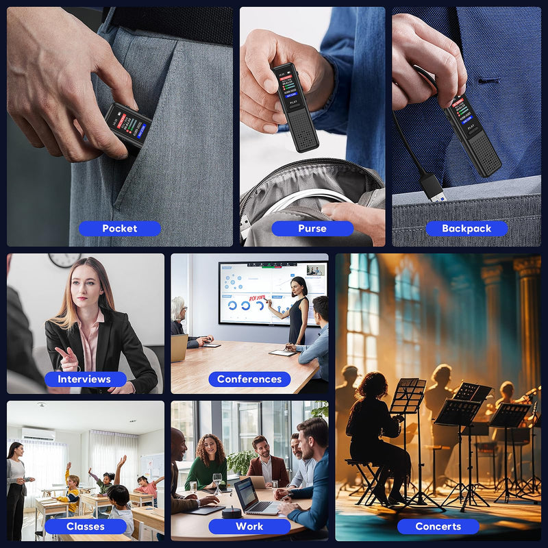 64GB Voice Recorder - Upgraded Digital Voice Activated Recorder with AI Noise Reduction Technology, Dictaphone Tape Recorder Device with Playback for Lectures Meetings/Classes/Interview 64GB
