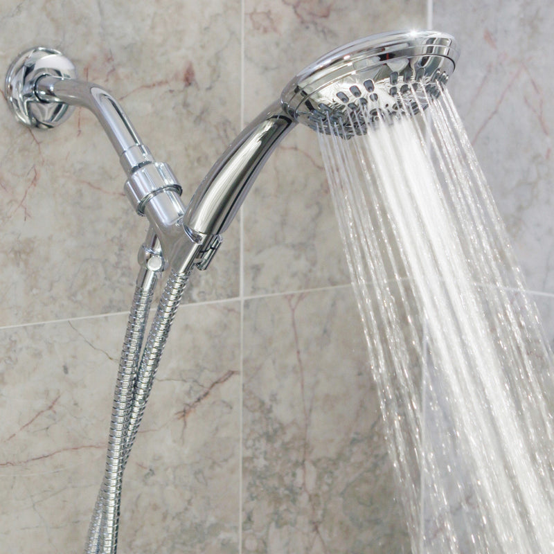 Aqua Elegante Luxury Handheld Shower Kit - 6 Function High Pressure Removable Hand Held Showerhead with Hose and Mount, Easy Install for Boosting Low Water Flow Baths - 2.5 GPM - Polished Chrome