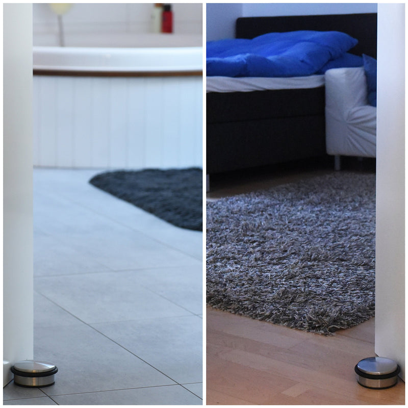 Stainless Steel Door Stopper (3 Pack) 4"x1.85"– Premium SofiHome Top Durability Door Stops with Silica Gel Treads – Stylish Decorative Heavy Duty Door Stop for Floor & Wall Safety