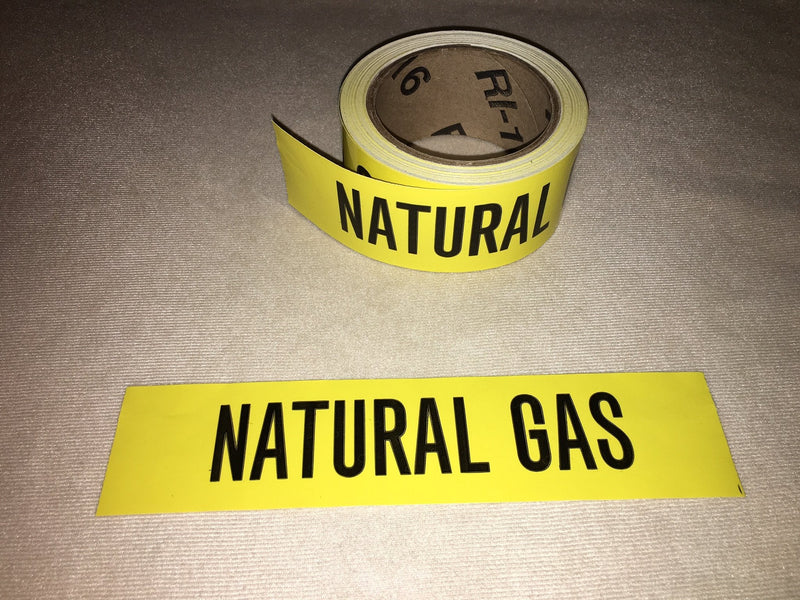 [Australia - AusPower] - Roll of Natural Gas Pipe Markers, 72 Labels in a Roll, Self Adhesive Stickers You Peel and Stick, Black on Yollow, Gas Pipe Stickers, 9" Perforated, 2" X 9" Wide, Good for Gas Inspection 