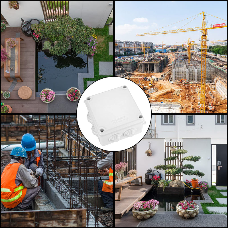 Pack of 2 junction boxes, waterproof IP65, electrical junction box, surface-mounted plastic junction box, plug screw connection, electrical box, cable junction box, junction box, white