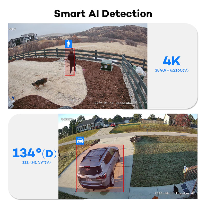ONWOTE 4K 8MP PoE IP Camera, Smart AI Human Vehicle Detection Activate Bright Spotlights, 134° Wide Viewing Angle, Indoor/Outdoor, Commercial Wired Camera for Business, Add-on to PoE NVR System