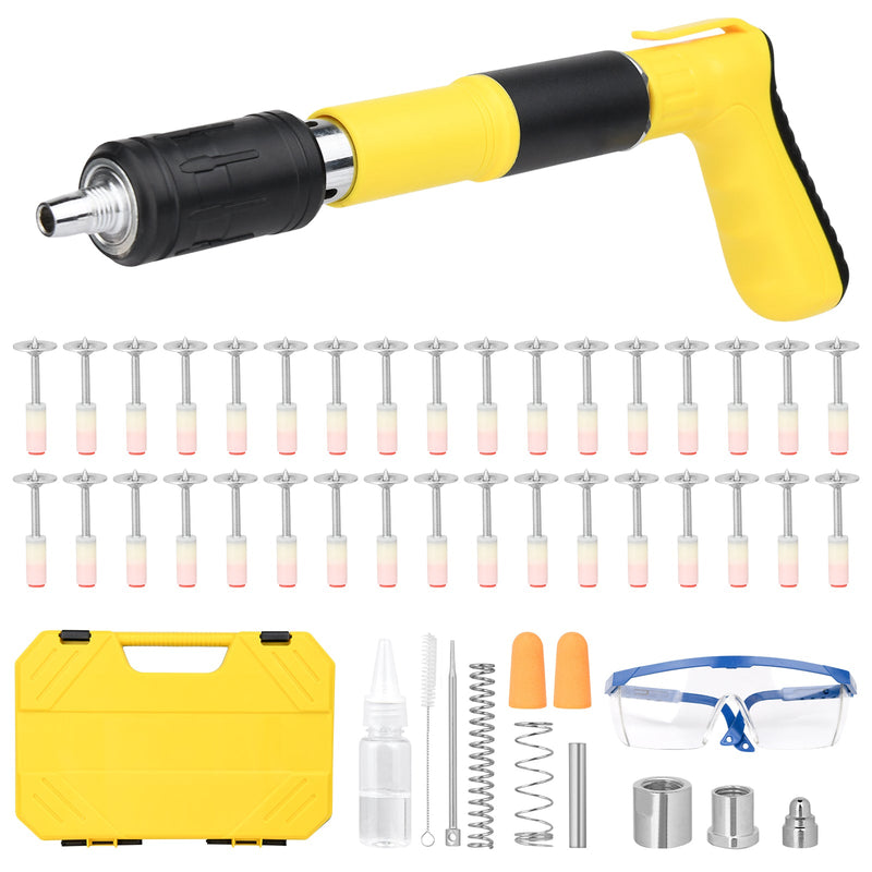 SONEE Concrete Nail Gun Kit, 5 Speed Adjustable Manual Nail Gun for Concrete, Woodworking Decoration Nailer Gun, Wall Fastening Tool (Orange) Orange