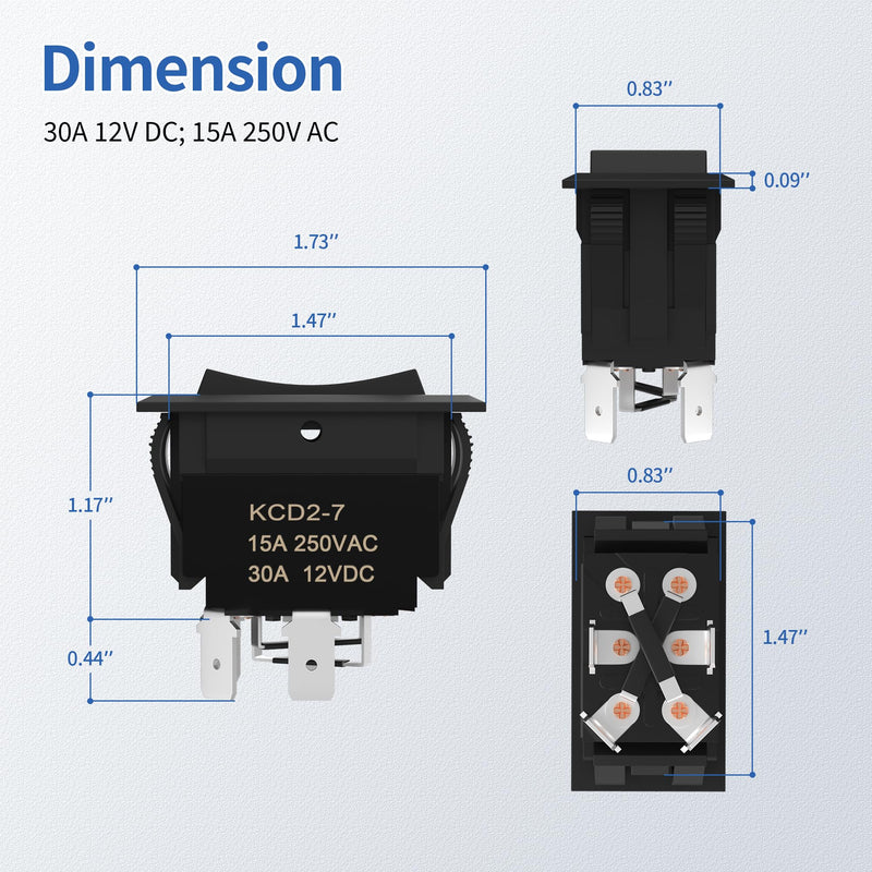 DaierTek UP Down Momentary Reverse Polarity Switch 12V 30A DPDT Polarity Reversing Switch RV Power Jack Switch for 5th Wheel Tongue Trailer Stabilizer UP-DOWN