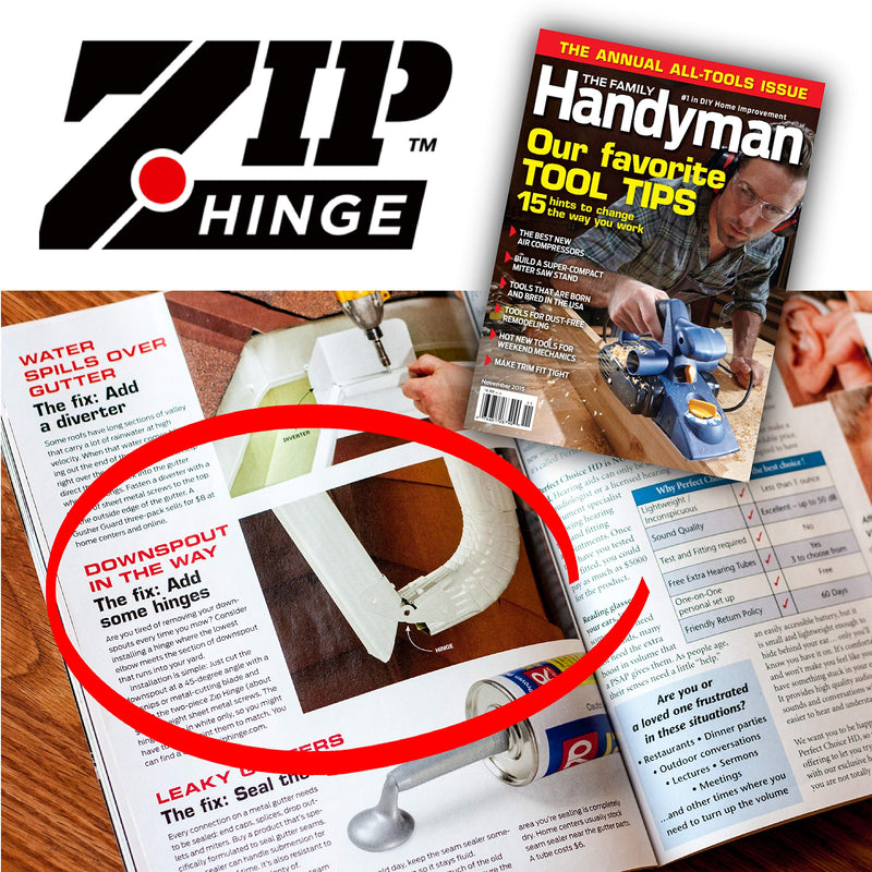 Zip Hinge Downspout Gutter Hinge (5 Pack) | Made in USA | Flip-Up Extension Hinge for Lawn Mowing | Fits Any Size Rectangle or Square Downspouts | Easy DIY Install, Hardware Included 5