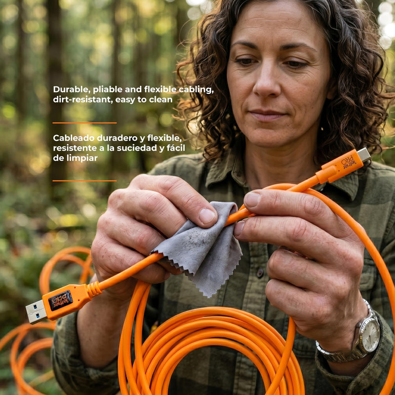 Tether Tools TetherPro USB 3.0 to USB-C Cable | for Fast Transfer and Connection Between Camera and Computer | High Visibility Orange | 15 Feet (4.6 m)