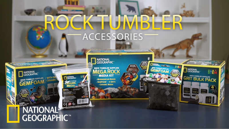 NATIONAL GEOGRAPHIC Rock Tumbler Grit and Polish Refill Kit - Tumbling Grit Media, Polish Up to 20 lbs. of Rocks, Works with any Rock Polisher & Tumbler Supplies Bulk Grit Media