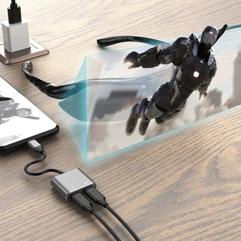 USB C to AR Glasses and Charging Adapter, Charge and Play, Suitable for Switch, Steam Deck, iPhone 15 & Viture/Rokid/Xreal AR Glasses