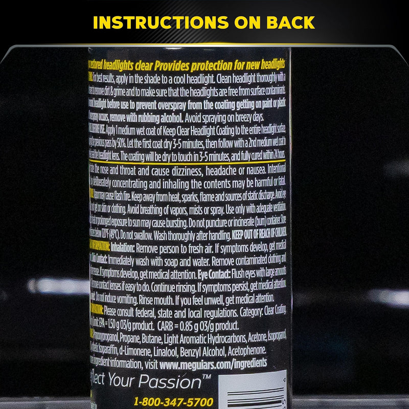 Meguiar's Keep Clear Headlight Coating - Durable, Long-Lasting Protection Prevents Oxidation and Prevents Yellowing for a Year - Easy Application - 4 Oz Aerosol