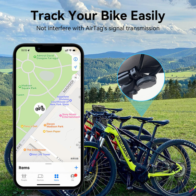 DLENP AirTag Bike Mount, Bike Hidden Mount for Airtag Under The Seat, Bicycle GPS Tracker Holder, Anti-Theft AirTag Case, Waterproof Bicycle Saddle Holder for Most Bikes with Seat Rails