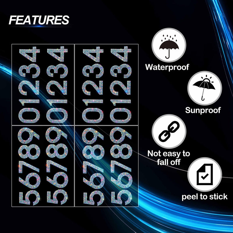 40Pcs Bling Rhinestone Numbers Self-Adhesive Glitter Number Stickers for Crafts Cars Doors Mailbox 0-9 DIY Crystal Iron-on Numbers Stickers for Clothing Decoration(Crystal AB,2.24") Crystal Ab 2.24" 40Pcs