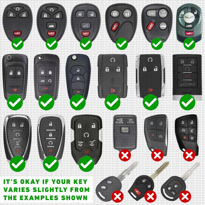 Key Fob Battery Replacement for Chevy GMC (Silverado Equinox Malibu Sierra Traverse Cruze Impala Tahoe Terrain Acadia Yukon Colorado Camaro Suburban Trax Blazer Sonic Express) Remote Key (Pack of 2)