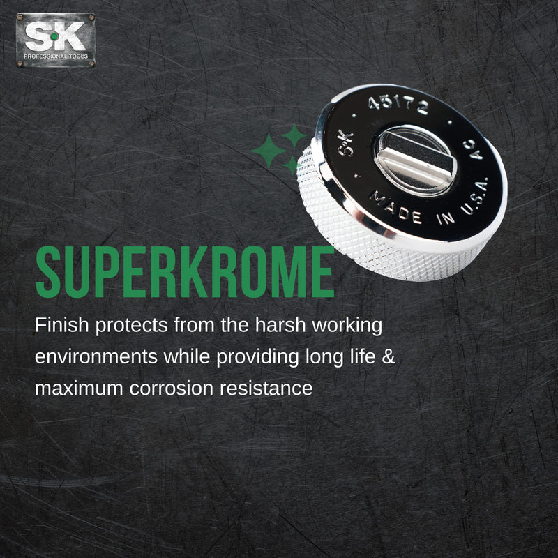 SK Tools USA, LLC, 45172S, Ratchets, Professional Thumbwheel Ratchet, Corrosion Resistant, 3/8 Drive, SuperKrome Finish