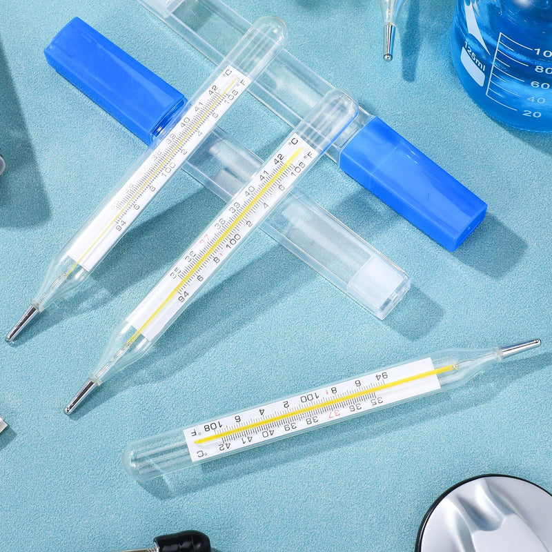 Glass Thermometer: Cuban Temperature Thermometer for Fever - Traditional Old Fashioned for Adults Kids ℃ & ℉ - 6Pack