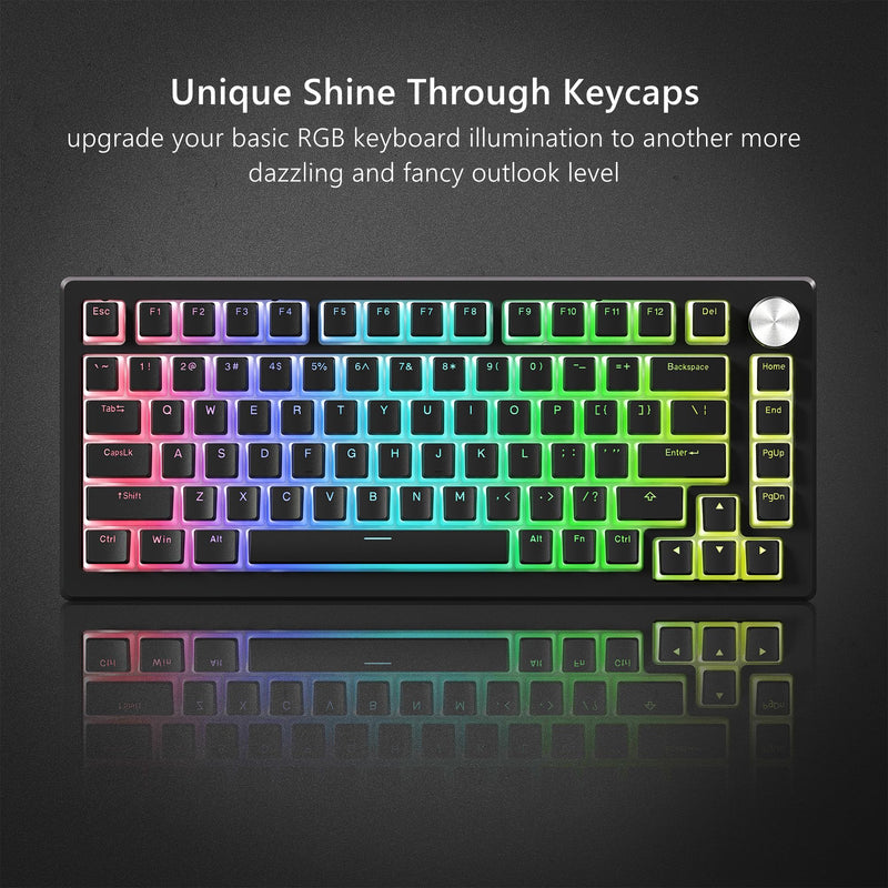 Womier Pudding Keycaps, Black PBT Keycaps 100 percent keyboard 130 Keys, Shine Through Keycaps, Custom Keyboard Keycaps OEM Profile for 100%, 75%, 65%, 60% MX-stem Switches Keyboards-Black