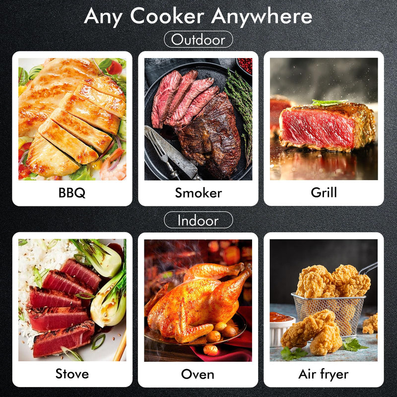Wireless Smart Bluetooth Meat Thermometer Digital for BBQ, Grill, Oven, Smoker, 500ft Range Cooking Thermometer with Ultra-Thin Wireless Meat Probe, Perfect for Steak, Chicken, Turkey
