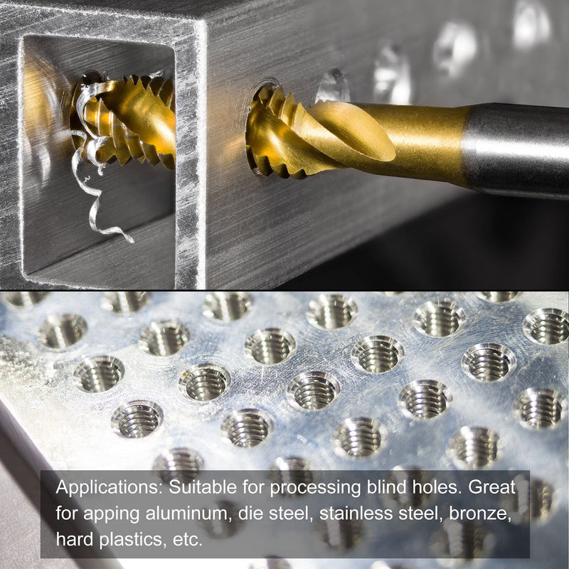 sourcing map Tap with Spiral Groove M8 x 1 High Speed Steel Titanium Coated Machine Tap 3 Flute Thread Cutting Tool H2 Tolerance