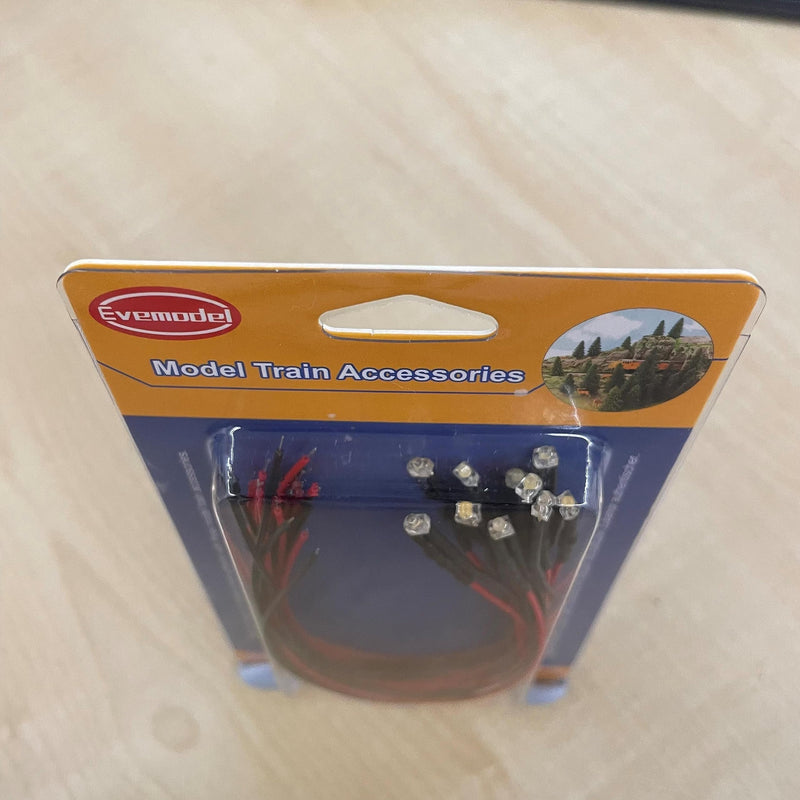 Evemodel L125WM NEW 20 PCS. LEDs 5mm warm white with cable 20cm 12V 5mm warm white