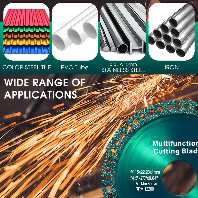 ‎10 Pack 4.5 Inch Indestructible Disc for Grinder, Indestructible Disc 2.0 for Angle Grinder 7/8''-Cut Everything in Seconds, Cutting Discs for Smooth Cutting, Chamfering, Grinding Materials Green (115mm) 10.0