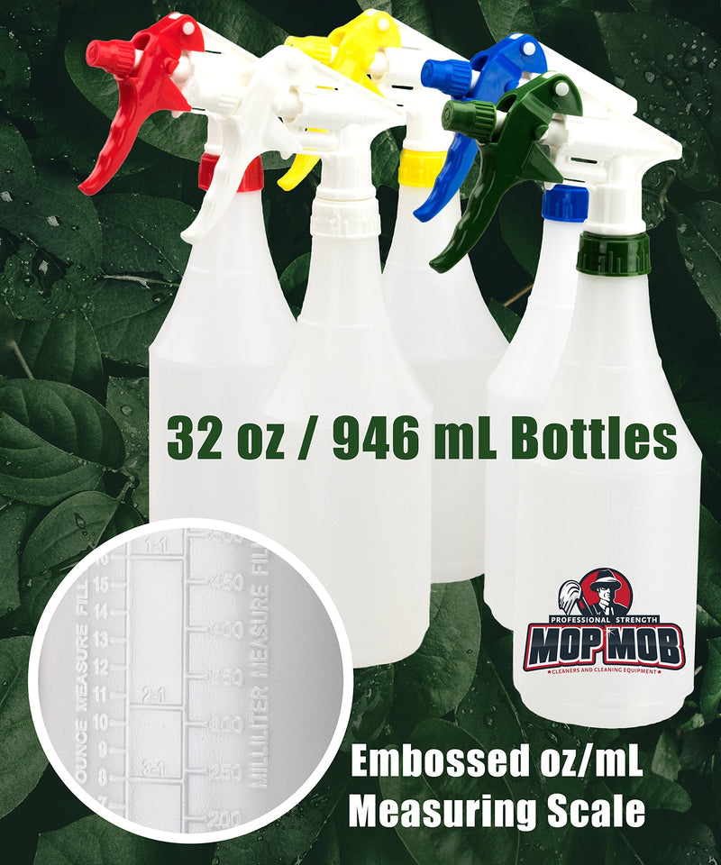 Leak-Free Chemical Resistant Spray Head and 32 oz Bottle 5 Pack Heavy-Duty Industrial Sprayer With Low-Fatigue Trigger and Nozzle for Auto/Car Detailing, Window Cleaning and Janitorial Supply