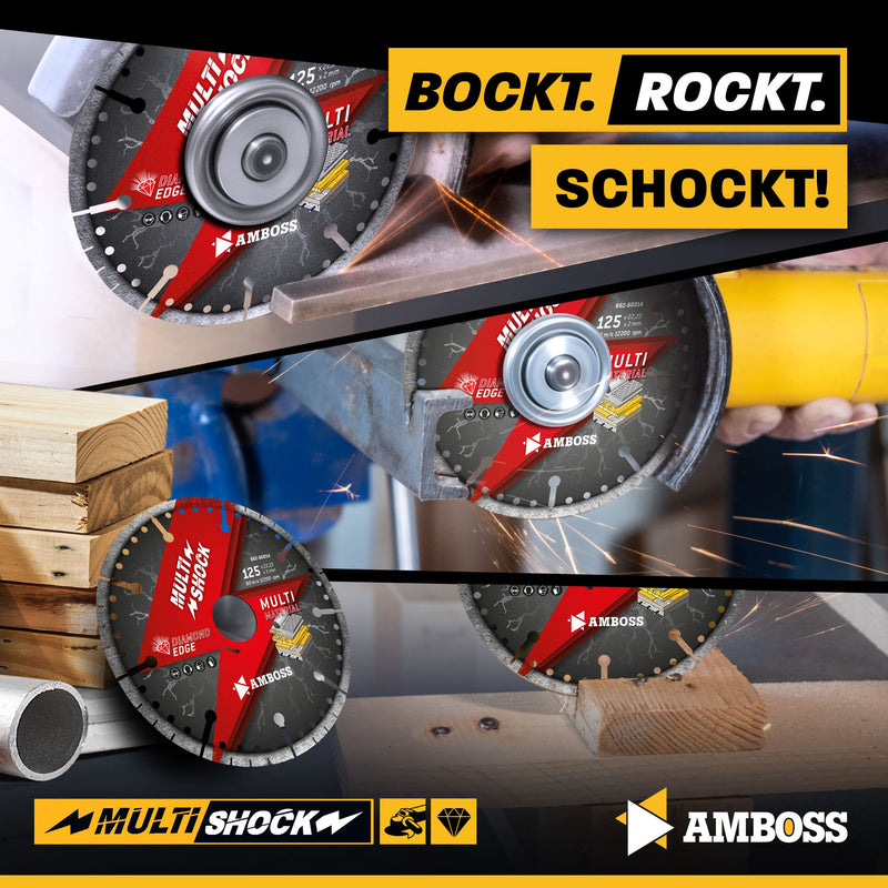 Anvil MultiShock Diamond Cutting Disc Diameter 125 mm x 22.2 mm Universal / All-Round Segment Height: 10 mm (Galvanised) Ø 125 mm x 22.23 mm MultiShock