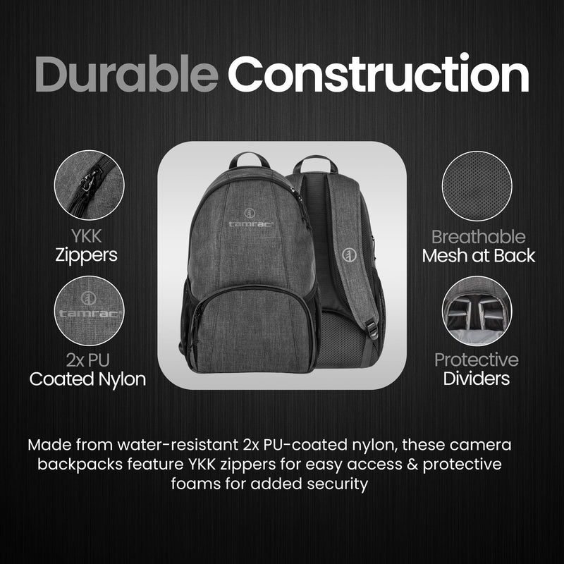 Tamrac Tradewind 18 Camera Backpack for Photographers, Compact DSLR Camera Bag with Laptop Compartment, Professional Photography Backpack, Travel Camera Carrying Case, Mirrorless Camera Bag, Dark Grey