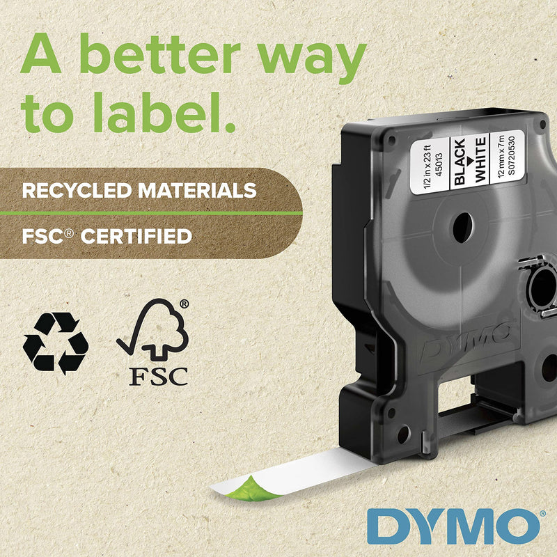 [Australia - AusPower] - DYMO Authentic Industrial Labels for LabelWriter and Industrial Label Makers, Black on White, 1/2", 1 Roll (18488), DYMO Authentic 1/2" 
