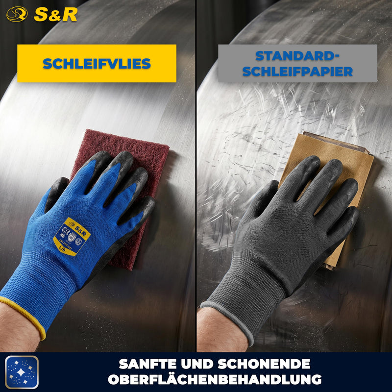 S&R Abrasive Fleece Roll 5 m x 100 mm Grit 240, Aluminum Oxide Sanding Roll | Abrasive Fleece Pads for Metal, Wood, Stainless Steel, Paint, Sanding Pad, Polishing Fleece, Robust, Flexible, Cuttable, Durable