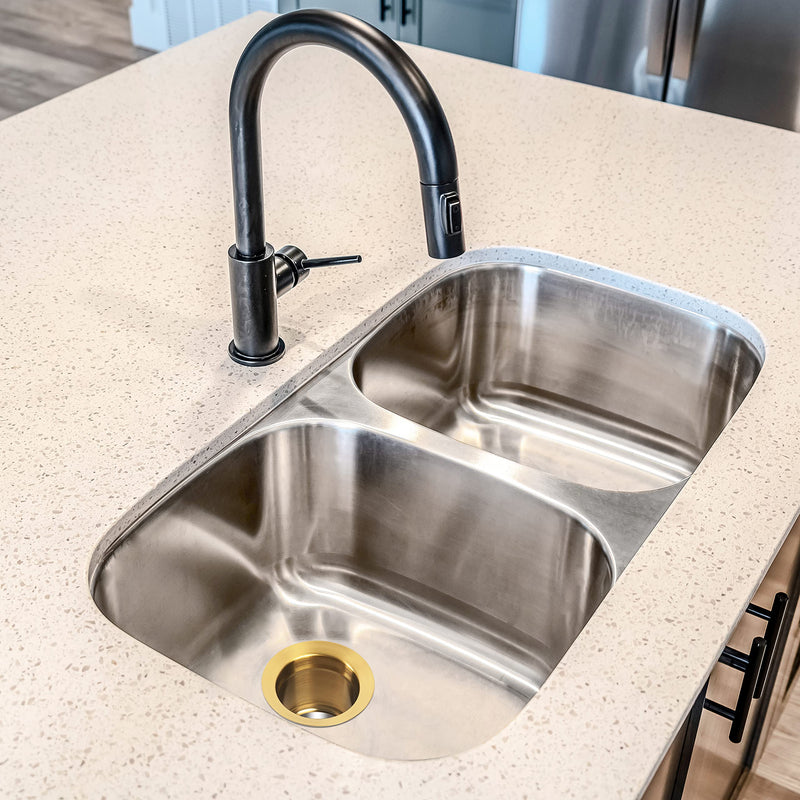 LQS Extended Sink Flange, Deep Garbage Disposal Sinks Flange for Kitchen Sinks, Fit for 3-1/2 Inch Standard Sink Drain Hole, Deep Sink Flange (Golden) Golden