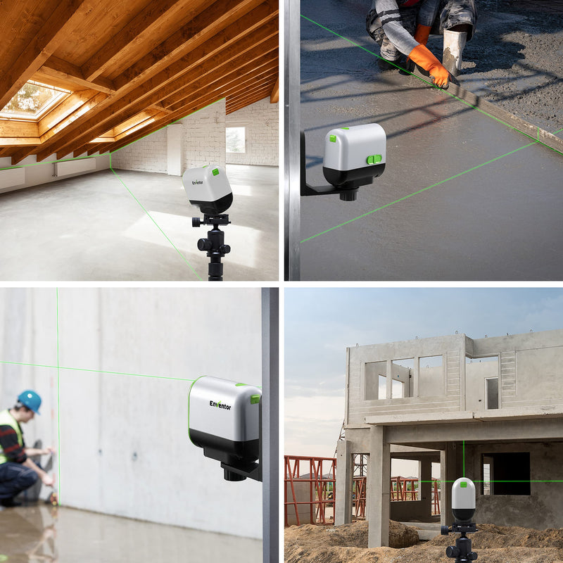 ENVENTOR Green Laser Level, Self Leveling Laser Level, Horizontal and Vertical Cross-Line, Rotatable 360° Magnetic Holder, Pulse Mode, USB Charging, Rechargeable Li-ion Batteries