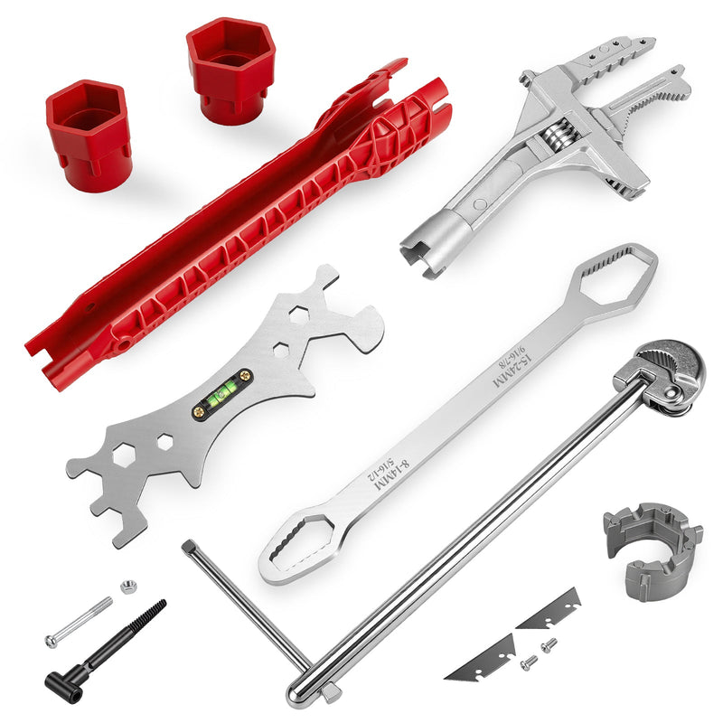 6Pcs Plumbing Tools with Multifunctional Sink Wrench & Basin Wrench