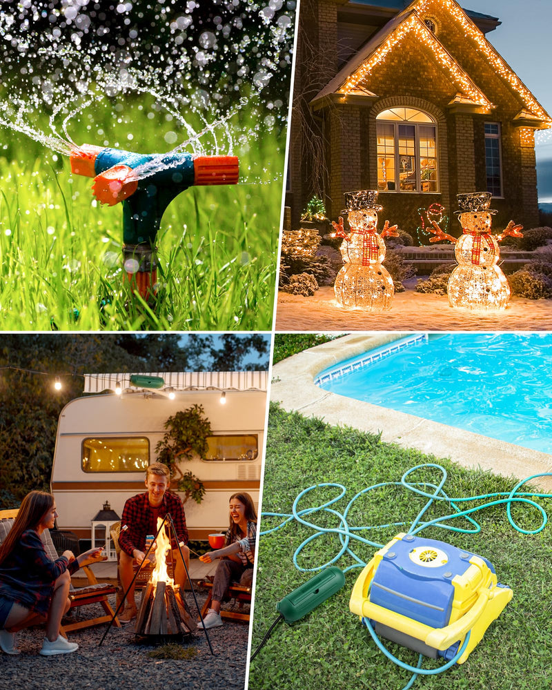 DEWENWILS 6-Pack Outdoor Extension Cord Cover, Waterproof Plug Cover with 4 Seal Latches, Adjustable Compartment for 12/14/16Gauge Cords, Protect Christmas Decoration Lights and Plugs, Green 6 Pack