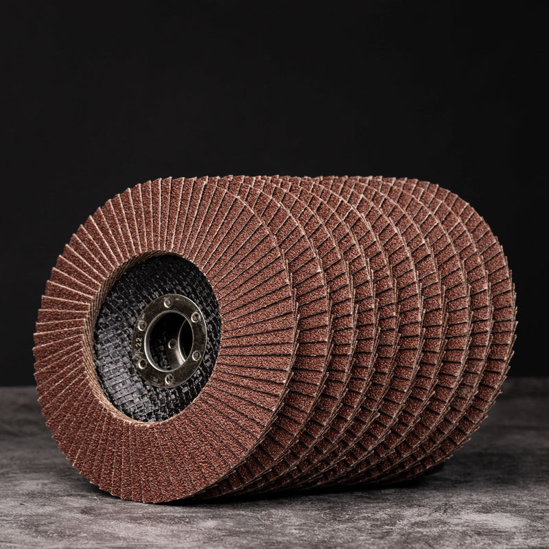 Woltersberger® serrated lock washers | Ø 125mm | Grain 80 | 10 pieces | Brown for metal & wood corundum angle grinder sanding mop flap discs sanding discs