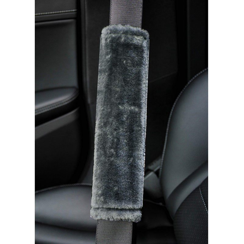 Amooca Soft Faux Fur Universal Fit Seatbelt Cover Car Truck SUV Airplane Seat Belt Shoulder Pad for Carmera Backpack Straps Neck Cushion Protector 2 Pack 10.5in Dark Gray 10.5in 2pack