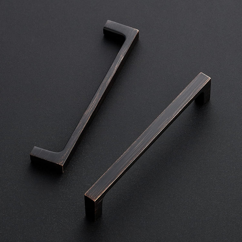 Ravinte 5 Pack Solid 5 Inch Square Cabinet Handles - Oil-Rubbed Bronze Drawer Pulls - Kitchen Hardware 5 Inch Hole Center