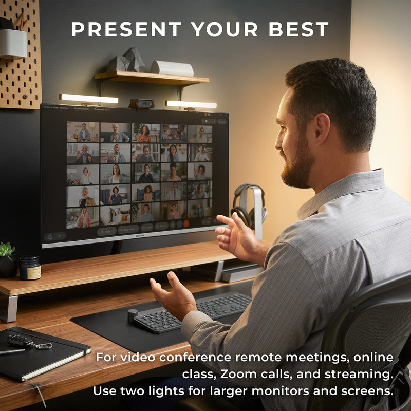HumanCentric Video Conference Lighting - Webcam Light for Streaming, LED Monitor and Laptop Light for Video Conferencing, Zoom Lighting for Computer, Replace Ring Light for Zoom Meeting, Double Kit 2 - Double Light