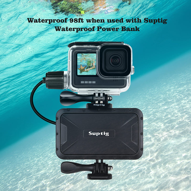 Suptig Waterproof Housing Case Waterproof Case Dive Case Charging Case Compatible for Gopro Hero 12 Hero 11 Hero 10 Hero 9 Black Waterproof 164Ft