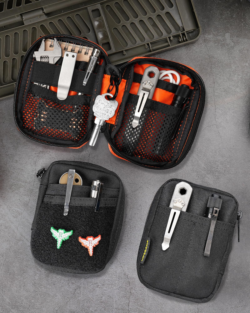 VIPERADE VE31 Small EDC Pouch, Men's Pocket Organizer, Small EDC Organizer Multitool Pouch for Camping/Hiking/Bushcraft (Black) Black