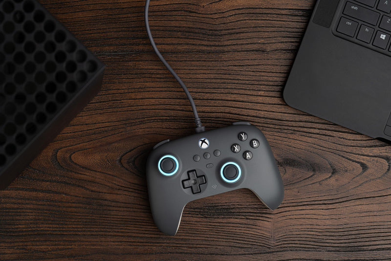 8BitDo Ultimate C Wired Controller for Xbox with Hall Effect Joysticks and Hall Triggers, RGB Lighting Fire Ring, Compatible with Xbox Series X|S, Xbox One, Windows 10/11 - Officially Licensed (Dark Gray) Dark Gray
